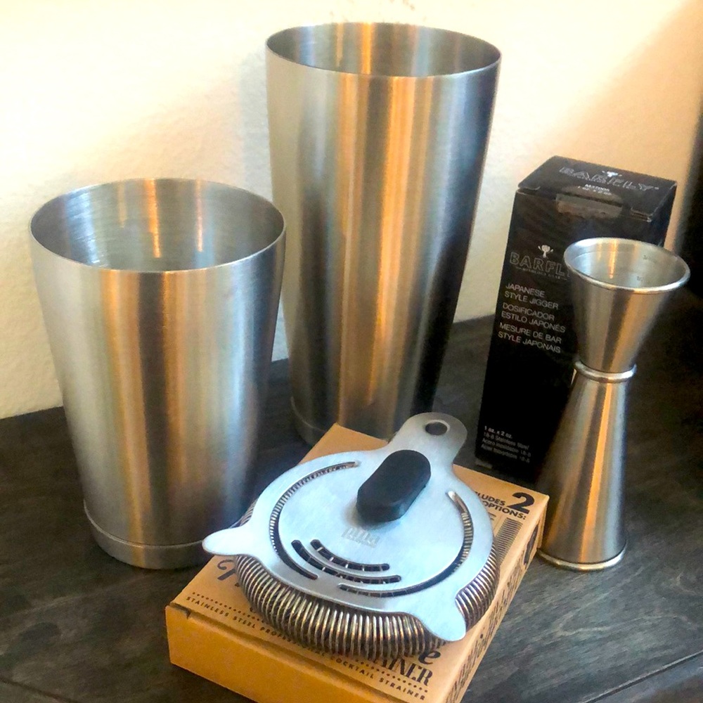 Bar tools - shaker, strainer, jigger
